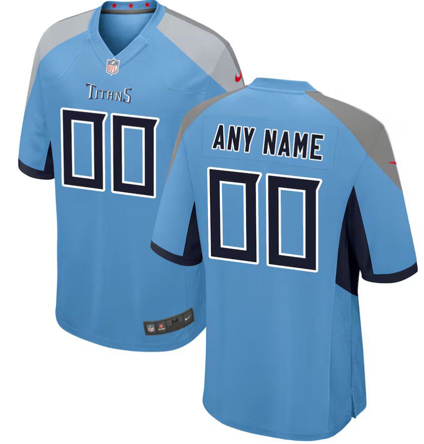 Youth Custom Tennessee Titans Light Blue 2025 NFL Draft First Round Pick Nike  Game Jersey->customized nfl jersey->Custom Jersey